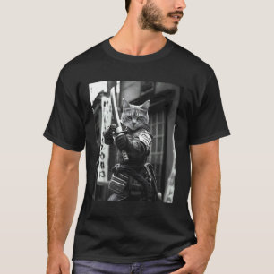 Funny Japanese Samurai Cat Meme Martial Arts Dad G T-Shirt