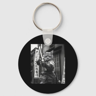 Funny Japanese Samurai Cat Meme Martial Arts Dad Key Ring