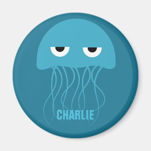 Funny Jellyfish custom monogram magnet