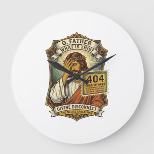 Funny Jesus 404 Error Web Developer Programmer Hum Large Clock