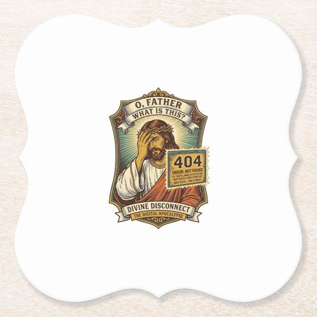Funny Jesus 404 Error Web Developer Programmer Hum Paper Coaster (Front)
