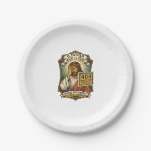 Funny Jesus 404 Error Web Developer Programmer Hum Paper Plate