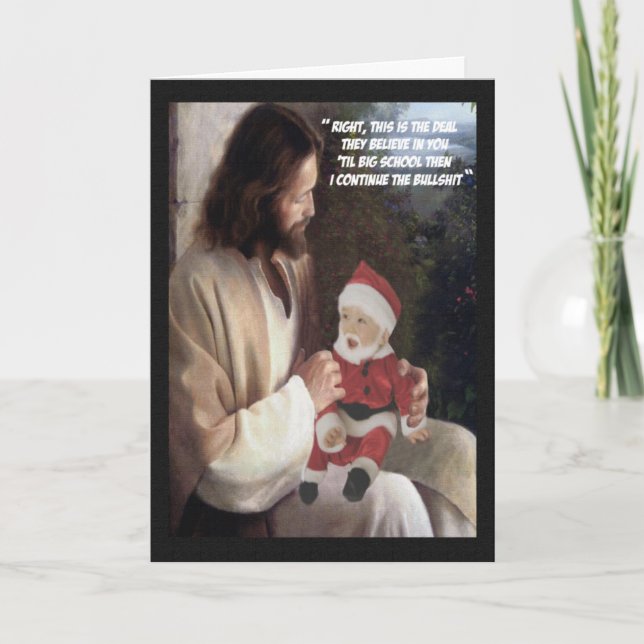 Funny Jesus and Santa Holiday Card (Front)