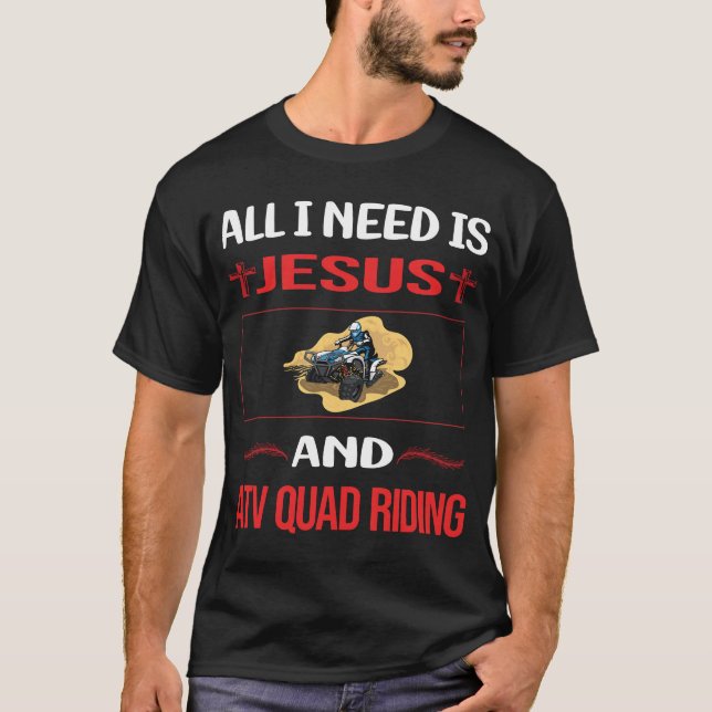Funny Jesus ATV Quad Riding T-Shirt (Front)