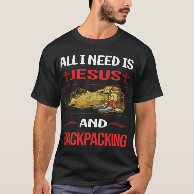 Funny Jesus Backpacking Backpack Backpacker T-Shirt (Front)