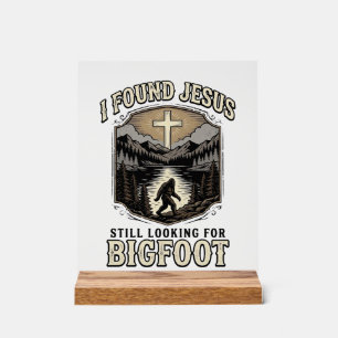 Funny Jesus Bigfoot Vintage Christian Shirt Acrylic Sign