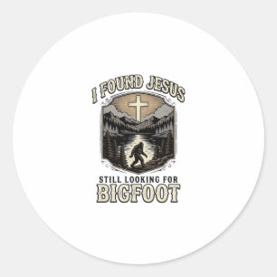 Funny Jesus Bigfoot Vintage Christian Shirt Classic Round Sticker