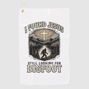Funny Jesus Bigfoot Vintage Christian Shirt Golf Towel