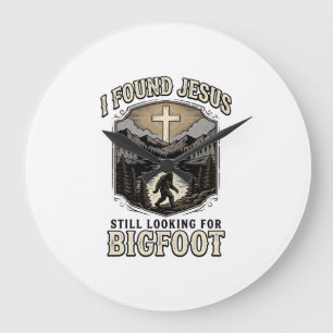 Funny Jesus Bigfoot Vintage Christian Shirt Large Clock