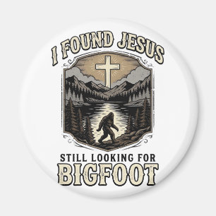 Funny Jesus Bigfoot Vintage Christian Shirt Magnet