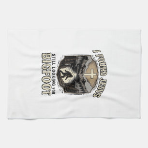 Funny Jesus Bigfoot Vintage Christian Shirt Tea Towel