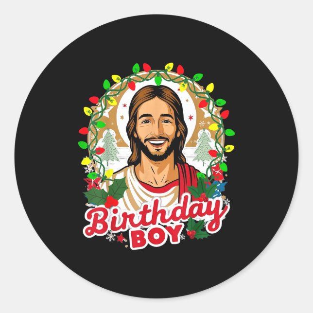 Funny Jesus Birthday Boy Christmas Xmas Holiday Ug Classic Round Sticker (Front)