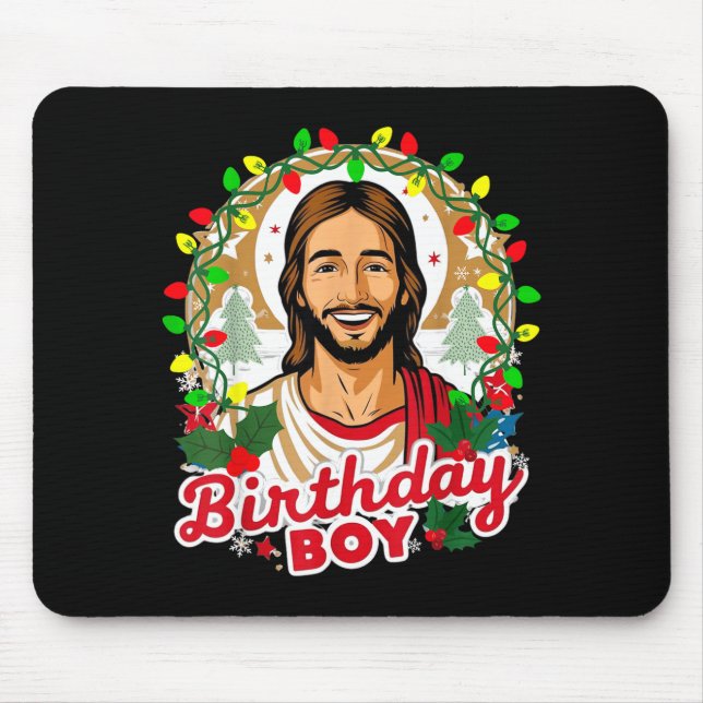 Funny Jesus Birthday Boy Christmas Xmas Holiday Ug Mouse Mat (Front)