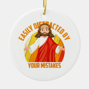 Funny Jesus Ceramic Tree Decoration