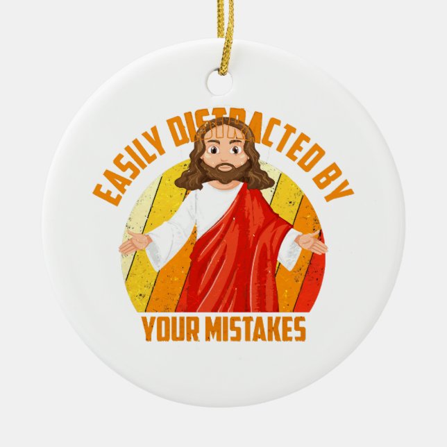 Funny Jesus Ceramic Tree Decoration (Front)
