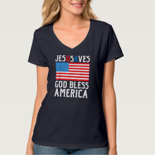 Funny Jesus Christ Design Jesus Saves USA God Bles T-Shirt