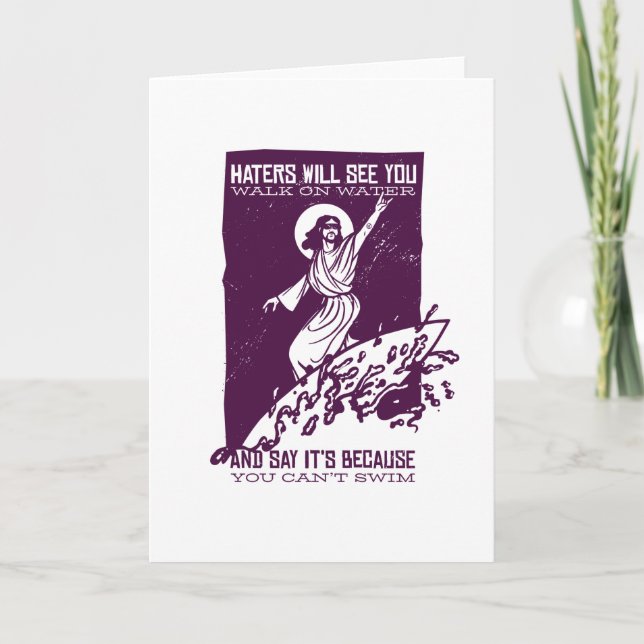 Funny Jesus Christ Surfing Gift Christianity Card (Front)