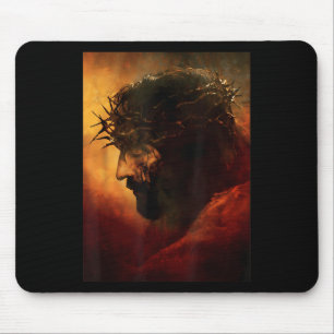 Funny Jesus Christ With Crown Of Thorns Graphic Mouse Mat
