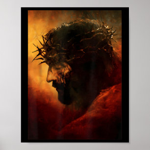Funny Jesus Christ With Crown Of Thorns Graphic Poster