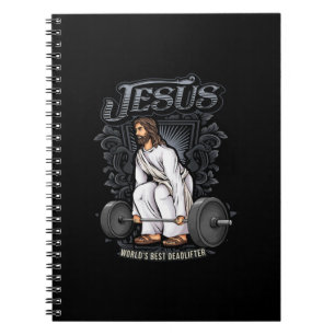 Funny Jesus Christian Weight Lifting Pun Men Him G Notebook