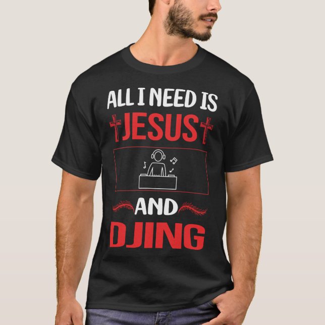 Funny Jesus Djing DJ Disc Jockey Deejay T-Shirt (Front)