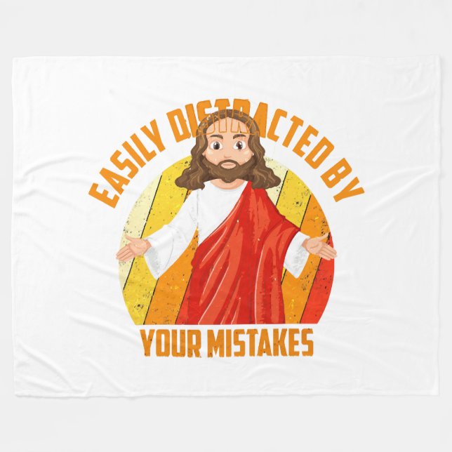 Funny Jesus Fleece Blanket (Front (Horizontal))