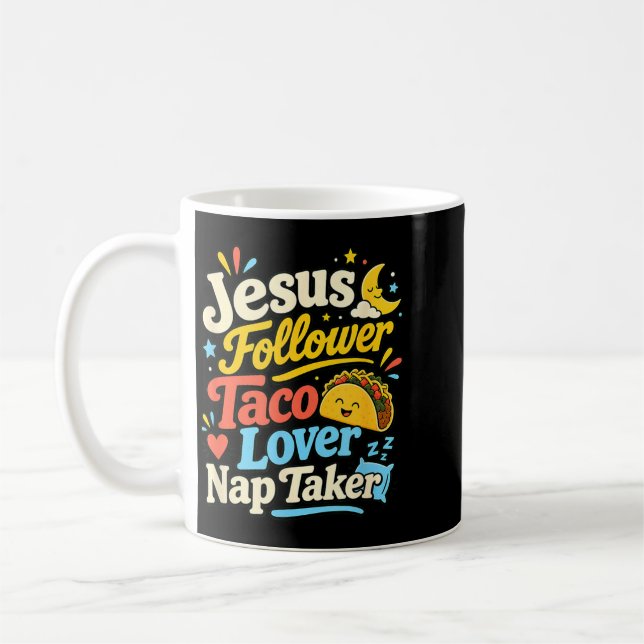 Funny Jesus Follower Taco Nap Sleeping Lover Coffee Mug (Left)