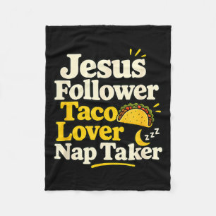 Funny Jesus Follower Taco Nap Sleeping Lover Fleece Blanket
