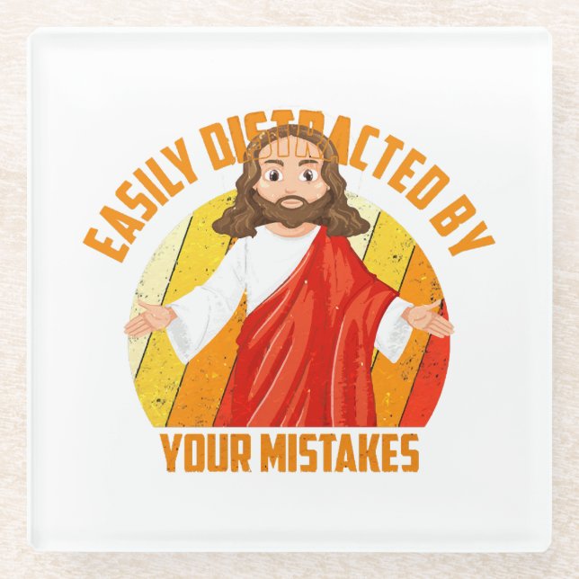 Funny Jesus Glass Coaster (Front)