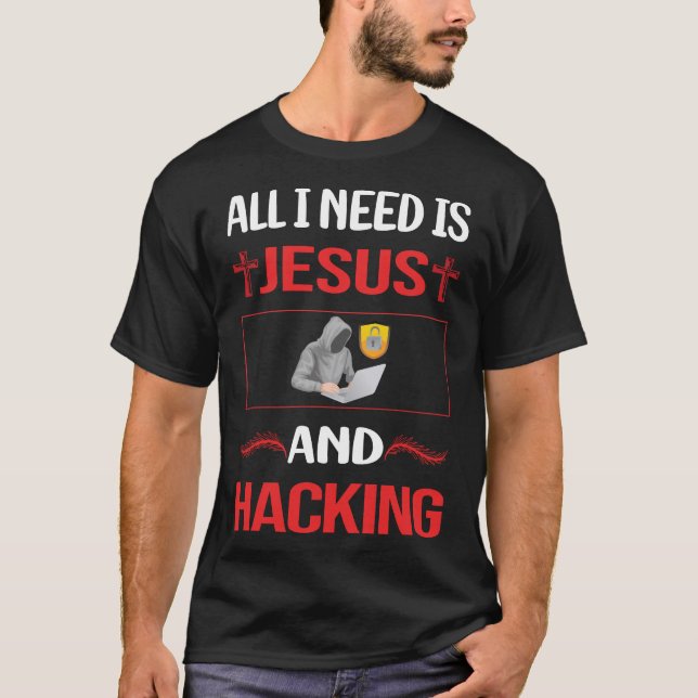 Funny Jesus Hacking Hack Hacker T-Shirt (Front)