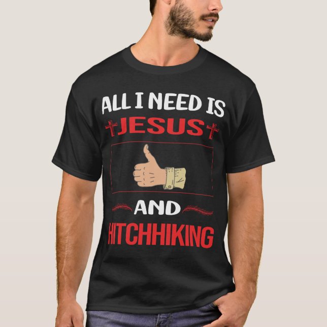 Funny Jesus Hitchhiking Hitchhiker T-Shirt (Front)