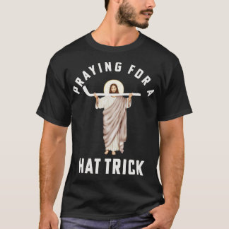 Funny Jesus Hockey Religious Hockey Praying for a  T-Shirt
