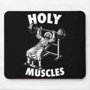 Funny jesus holy muscles bench press gym fitness mouse mat