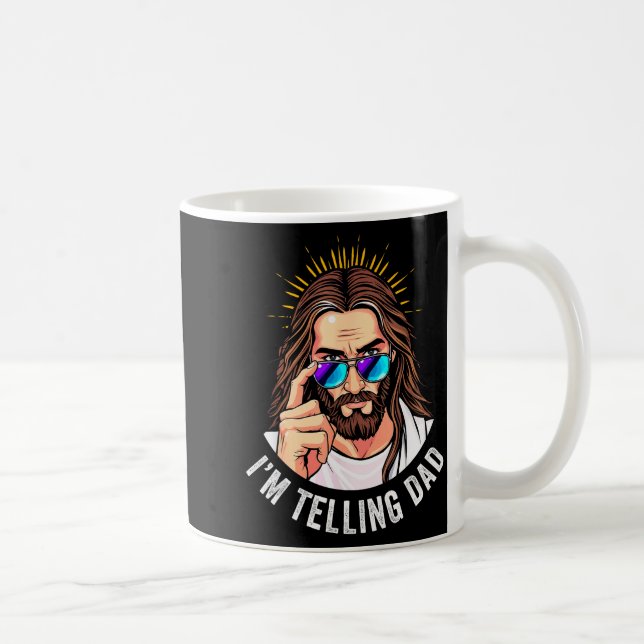 Funny Jesus I'm Telling Dad Religious  Coffee Mug (Right)