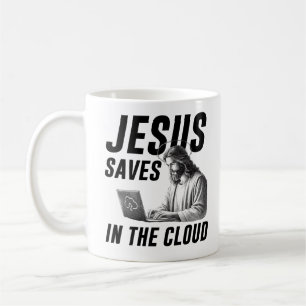 Funny Jesus Meme Jesus Saves in the Cloud Coffee Mug