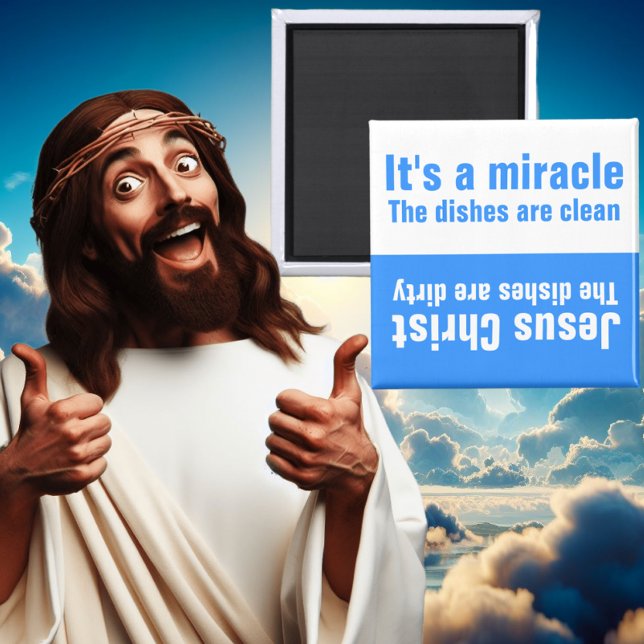 Funny Jesus Miracle Clean Dirty Dishwasher Magnet (Creator Uploaded)