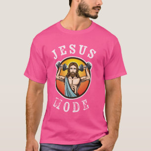 Funny Jesus Mode Faith Christian Weight Lifting Wo T-Shirt