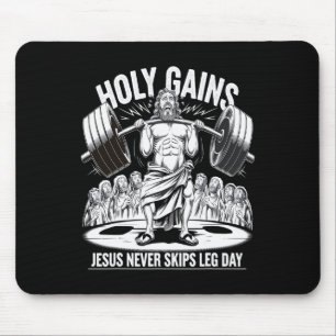 Funny Jesus Never Skips Leg Day Christian Gym Body Mouse Mat