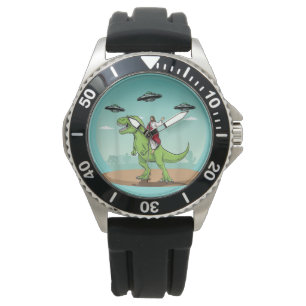 Funny Jesus Riding Dinosaur Alien Watch
