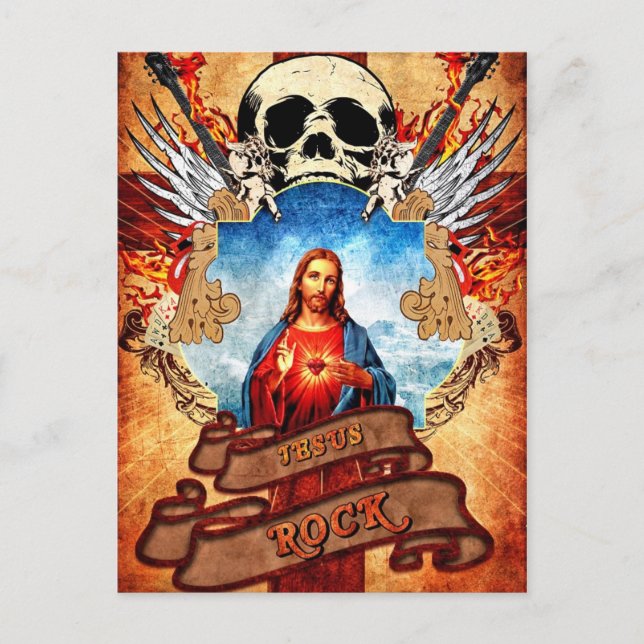 Funny Jesus rock Postcard (Front)