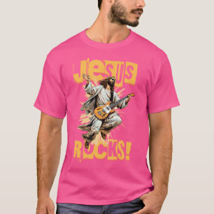 Funny Jesus Rocks Rocking Guitar Playing Jesus Chr T-Shirt