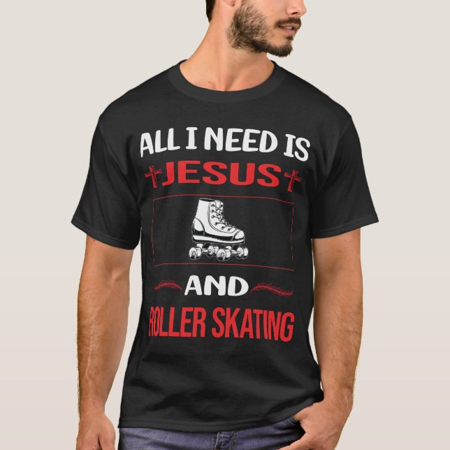 Funny Jesus Roller Skating Skate Skater T-Shirt (Front)