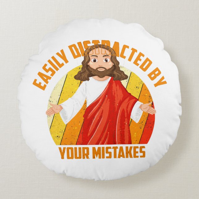 Funny Jesus Round Cushion (Front)