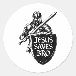 Funny Jesus Saves Bro Christian Kids Youth Teen Bo Classic Round Sticker