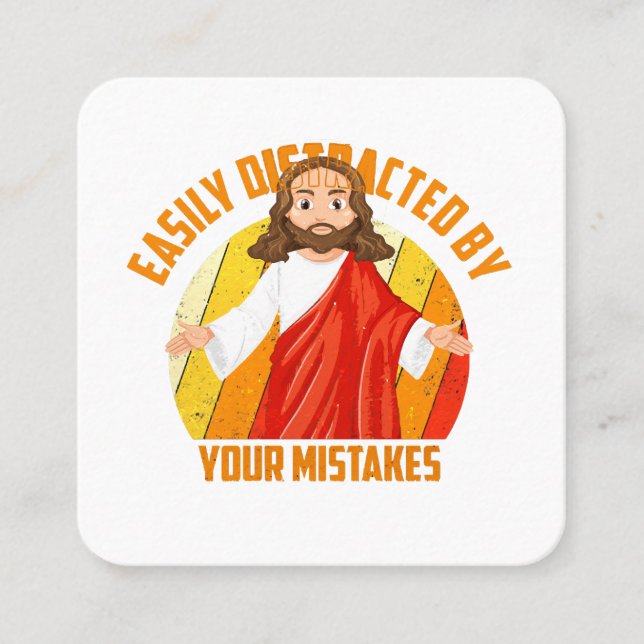 Funny Jesus Square Business Card (Front)
