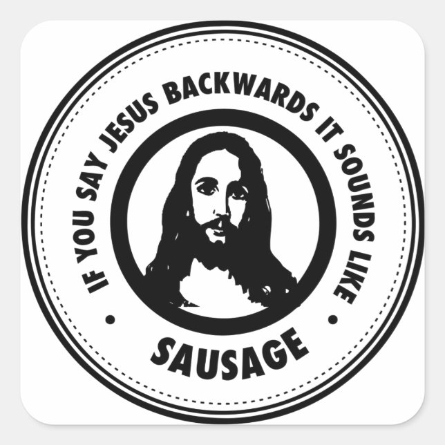 Funny Jesus Square Sticker (Front)