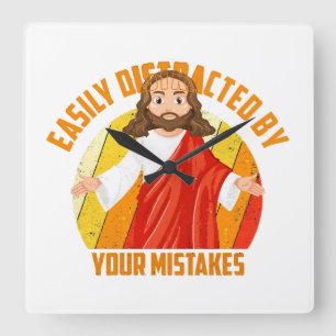 Funny Jesus Square Wall Clock