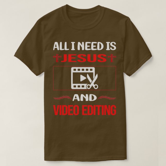 Funny Jesus Video Editing Editor T-Shirt (Design Front)