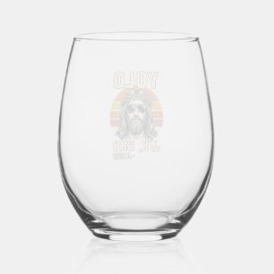 Funny Jesus Vintage Sunset Engraving Quote Design_ Stemless Wine Glass