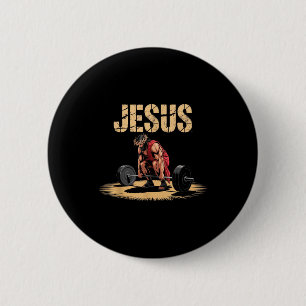 Funny Jesus Weightlifting Christian Gym Humor  6 Cm Round Badge